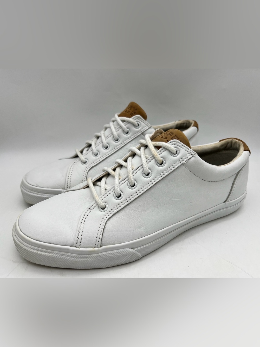 Sperry Top-Sider White Leather Lace-Up Sneakers Men's 11.5 M Casual Shoes